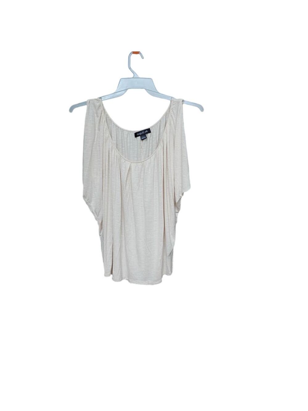 August Silk Cream Top Scoop Neckline Dolman Sleeves Size L